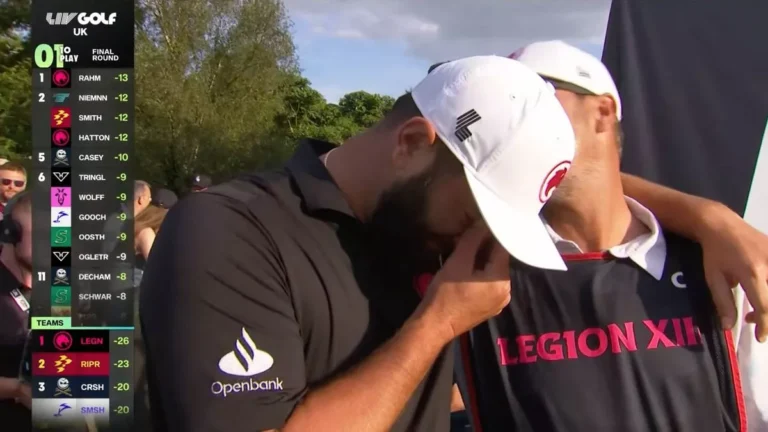 Jon Rahm in tears after winning first LIV Golf title in tense battle with team-mate Tyrrell Hatton