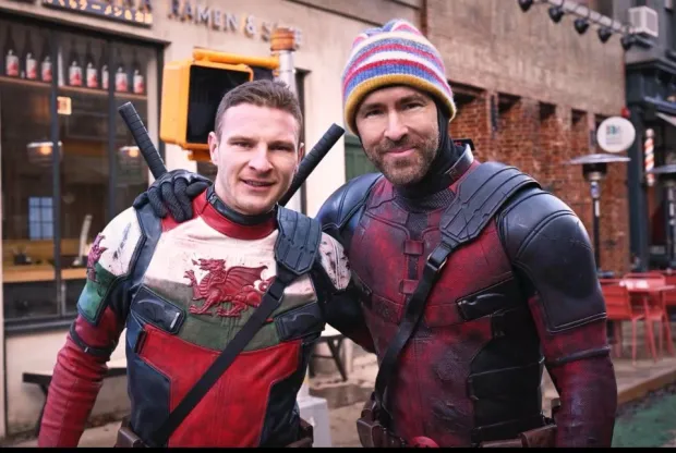 Ryan Reynolds posts behind the scenes pictures of Wrexham star in Deadpool & Wolverine movie