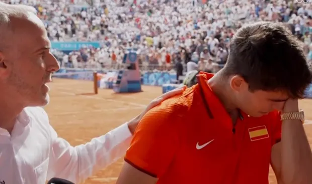 Carlos Alcaraz forced to stop interview as he breaks down in tears after heartbreaking Olympics final defeat to Novak Djokovic