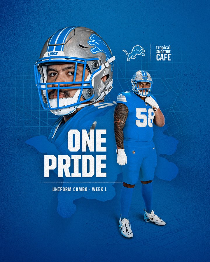 Here are the uniforms the Detroit Lions are wearing for the season opener